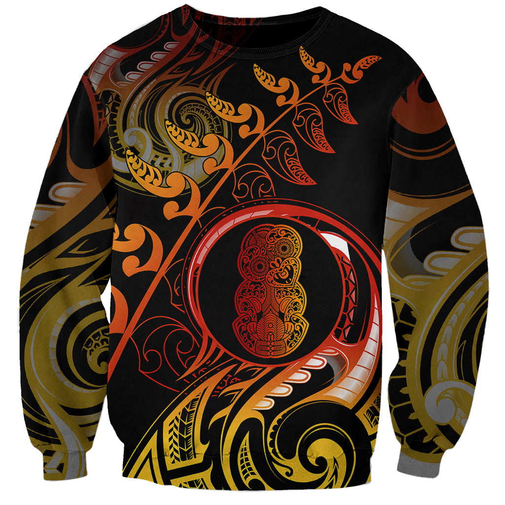 New Zealand Sweatshirt Aotearoa Hei-Tiki Maori Fern Tattoo Arty LT9 Unisex Reggae - Polynesian Pride