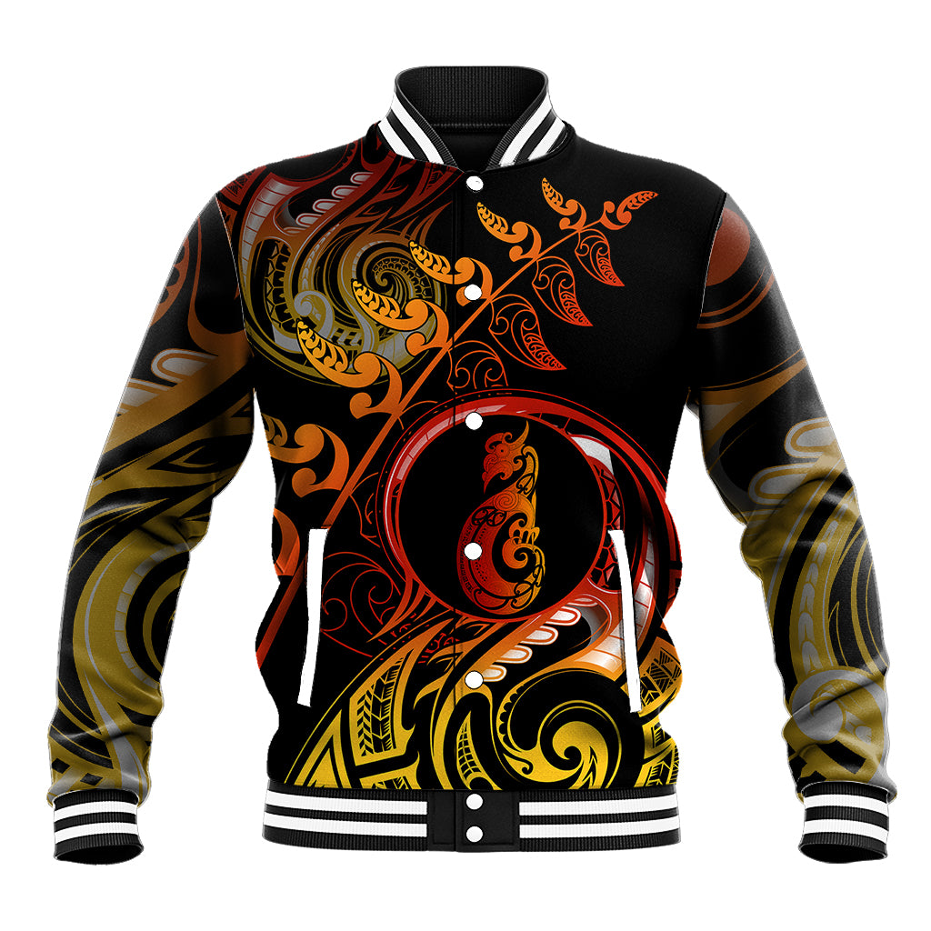 New Zealand Baseball Jacket Aotearoa Manaia Maori Fern Tattoo Arty LT9 Unisex Reggae - Polynesian Pride