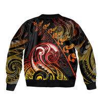 New Zealand Sleeve Zip Bomber Jacket Aotearoa Manaia Maori Fern Tattoo Arty LT9 - Polynesian Pride