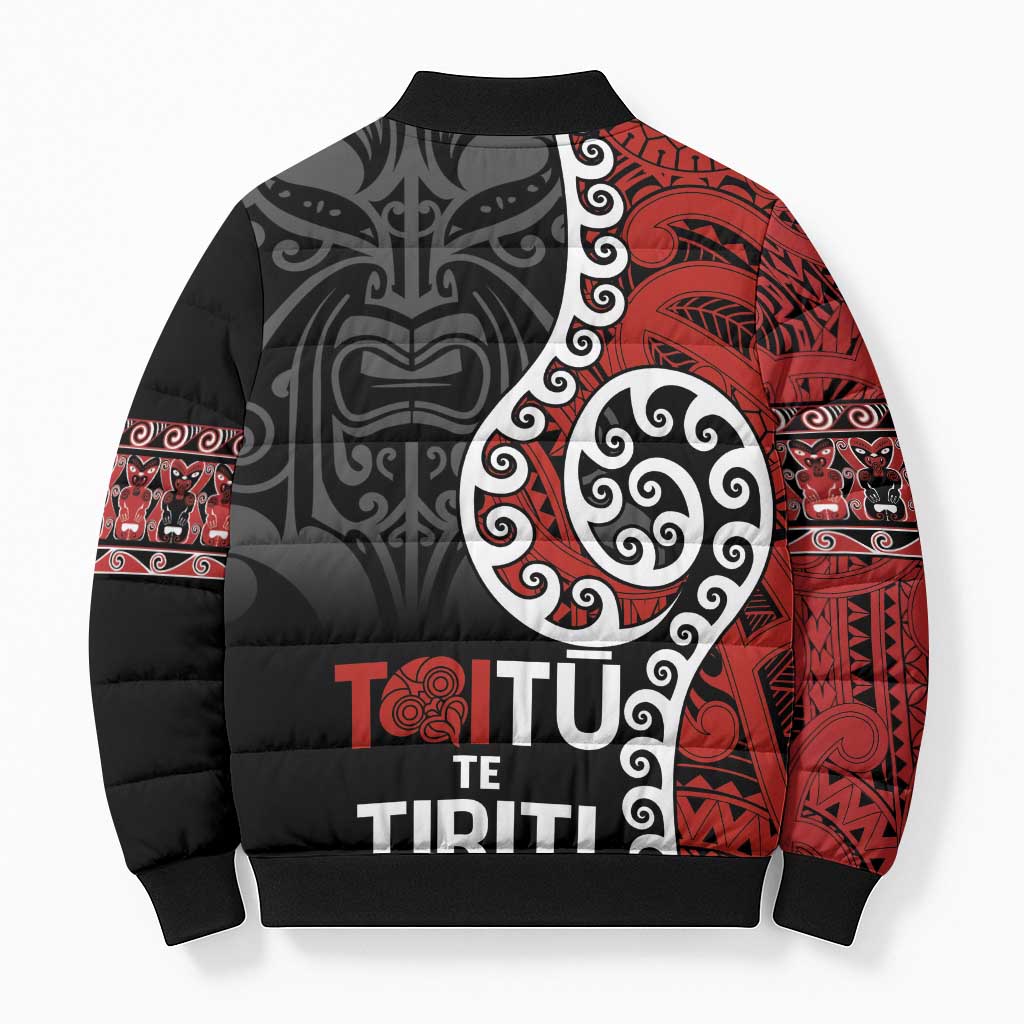 Honour The Treaty New Zealand Bomber Puffer Jacket Toitu Te Tiriti Ake Ake Ake - Polynesian Pride