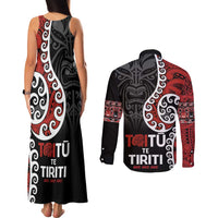 Honour The Treaty New Zealand Couples Matching Tank Maxi Dress and Long Sleeve Button Shirt Toitu Te Tiriti Ake!Ake!Ake!