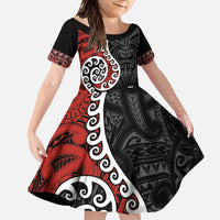 Honour The Treaty New Zealand Family Matching Off Shoulder Maxi Dress and Hawaiian Shirt Toitu Te Tiriti Ake!Ake!Ake!