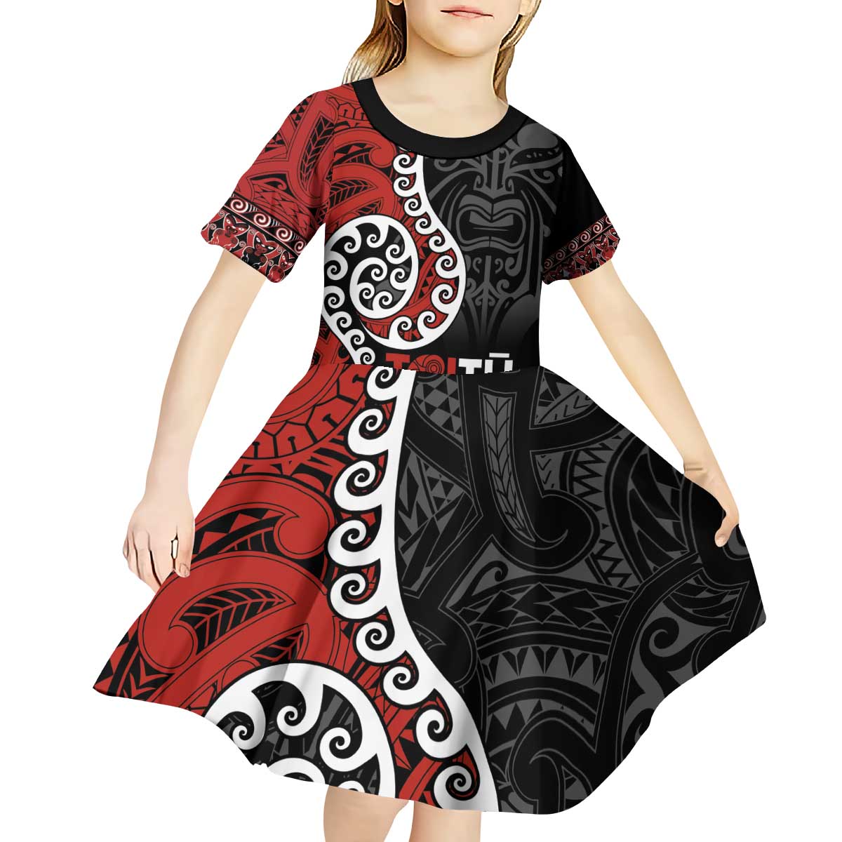 Honour The Treaty New Zealand Kid Short Sleeve Dress Toitu Te Tiriti Ake!Ake!Ake!