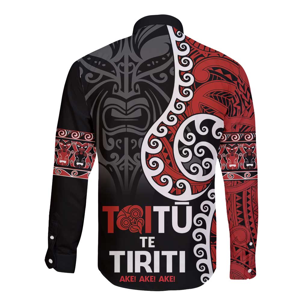 Honour The Treaty New Zealand Long Sleeve Button Shirt Toitu Te Tiriti Ake!Ake!Ake!