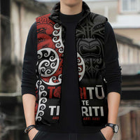 Honour The Treaty New Zealand Sleeveless Puffer Jacket Toitu Te Tiriti Ake Ake Ake - Polynesian Pride