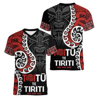 Honour The Treaty New Zealand Women V-Neck T-Shirt Toitu Te Tiriti Ake!Ake!Ake!