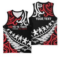 Honour The Treaty New Zealand Personalised Basketball Jersey Toitu Te Tiriti Half Fern Haka Dance - Polynesian Pride