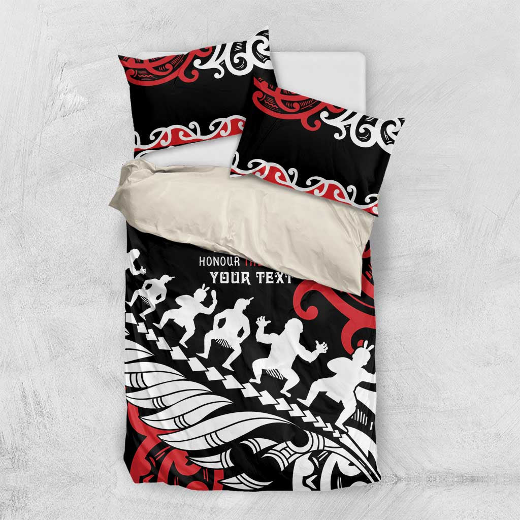 Honour The Treaty New Zealand Personalised Bedding Set Toitu Te Tiriti Half Fern with Haka dance