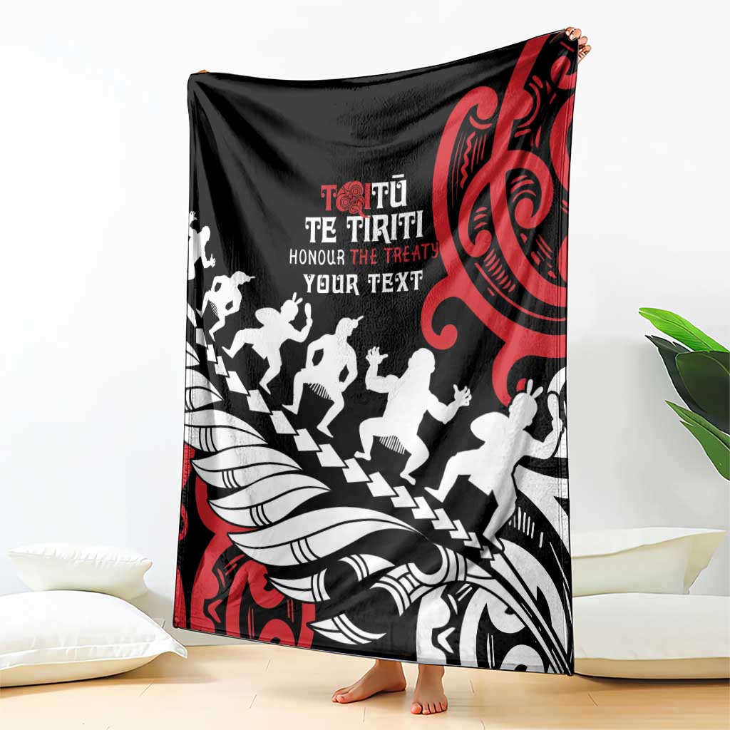 Honour The Treaty New Zealand Personalised Blanket Toitu Te Tiriti Half Fern with Haka dance