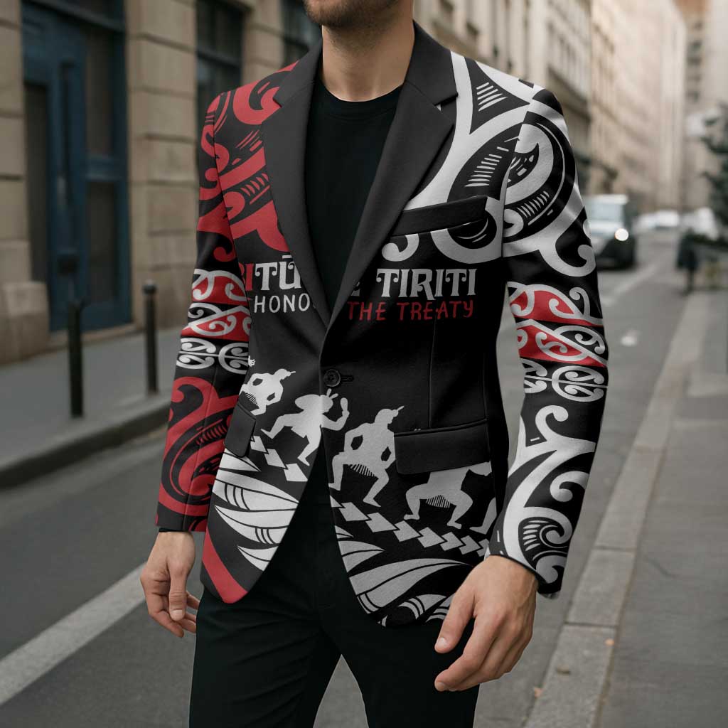 Honour The Treaty New Zealand Personalised Blazer Toitu Te Tiriti Half Fern Haka Dance - Polynesian Pride