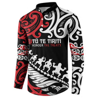Honour The Treaty New Zealand Personalised Button Sweatshirt Toitu Te Tiriti Half Fern with Haka dance
