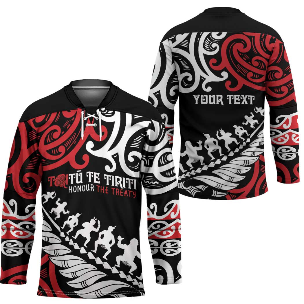 Honour The Treaty New Zealand Personalised Hockey Jersey Toitu Te Tiriti Half Fern Haka Dance - Polynesian Pride
