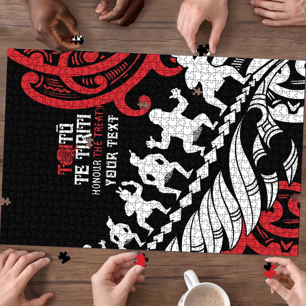 Honour The Treaty New Zealand Personalised Puzzle Toitu Te Tiriti Half Fern Haka Dance - Polynesian Pride
