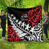 Honour The Treaty New Zealand Personalised Quilt Toitu Te Tiriti Half Fern with Haka dance