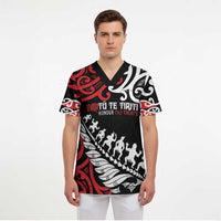 Honour The Treaty New Zealand Personalised Scrub Top Toitu Te Tiriti Half Fern Haka Dance - Polynesian Pride