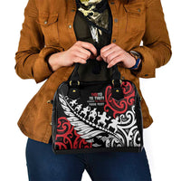 Honour The Treaty New Zealand Personalised Shoulder Handbag Toitu Te Tiriti Half Fern with Haka dance