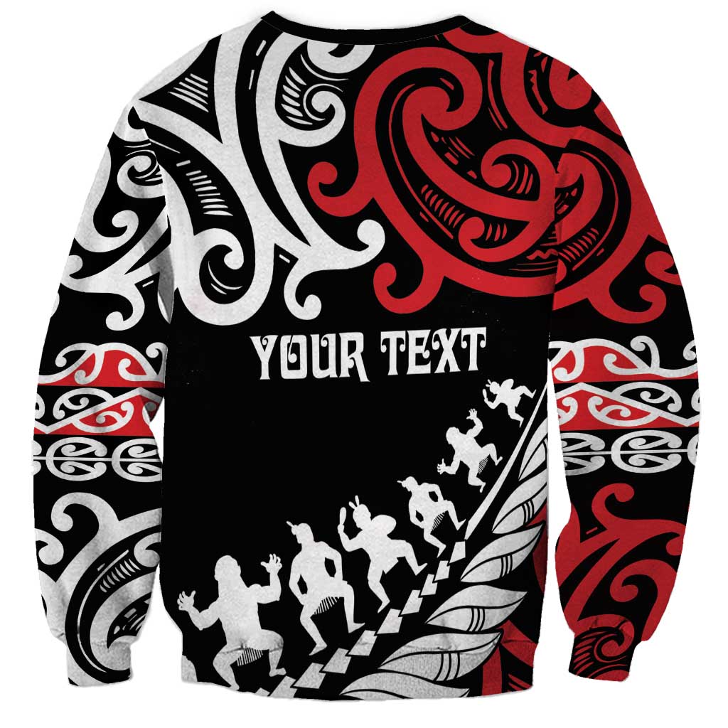 Honour The Treaty New Zealand Personalised Sweatshirt Toitu Te Tiriti Half Fern with Haka dance