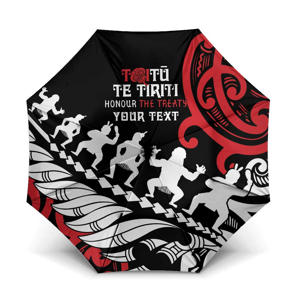 Honour The Treaty New Zealand Personalised Umbrella Toitu Te Tiriti Half Fern Haka Dance - Polynesian Pride