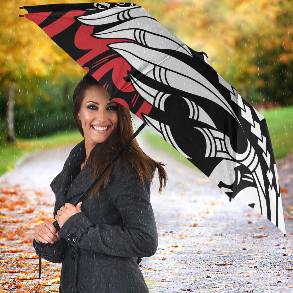 Honour The Treaty New Zealand Personalised Umbrella Toitu Te Tiriti Half Fern Haka Dance - Polynesian Pride