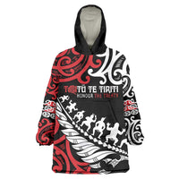 Honour The Treaty New Zealand Personalised Wearable Blanket Hoodie Toitu Te Tiriti Half Fern with Haka dance