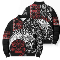 Honour The Treaty New Zealand Personalised Bomber Puffer Jacket Toitu Te Tiriti Indigenous Maori Face - Polynesian Pride