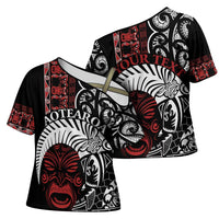 Honour The Treaty New Zealand Personalised Cross Shoulder Shirt Toitu Te Tiriti Indigenous Maori Face - Polynesian Pride