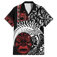 Honour The Treaty New Zealand Personalised Family Matching Tank Maxi Dress and Hawaiian Shirt Toitu Te Tiriti Indigenous Maori Face LT9 Dad's Shirt - Short Sleeve Black - Polynesian Pride