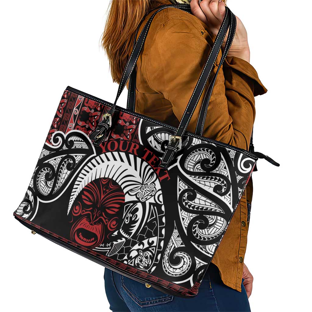 Honour The Treaty New Zealand Personalised Leather Tote Bag Toitu Te Tiriti Indigenous Maori Face