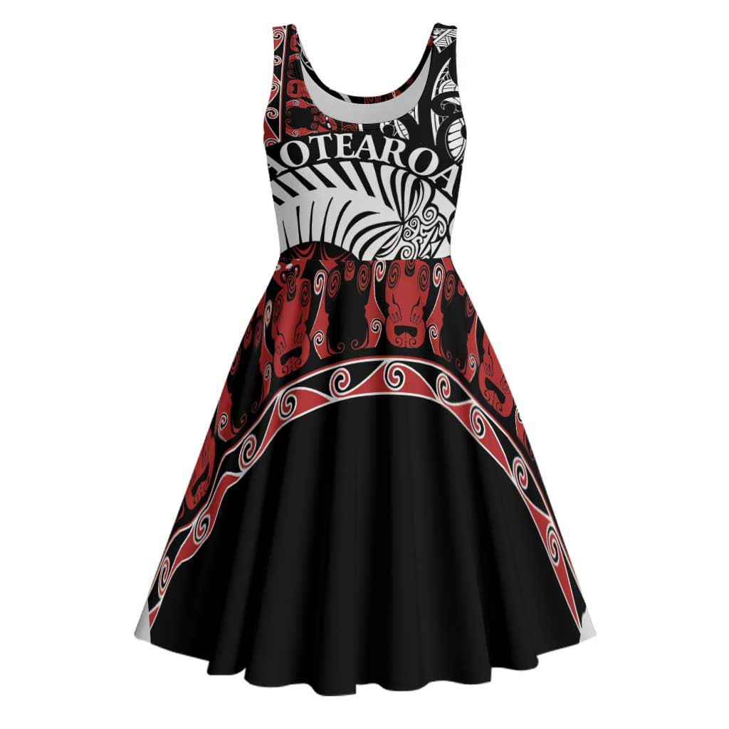 Honour The Treaty New Zealand Personalised Midi Dress Toitu Te Tiriti Indigenous Maori Face - Polynesian Pride