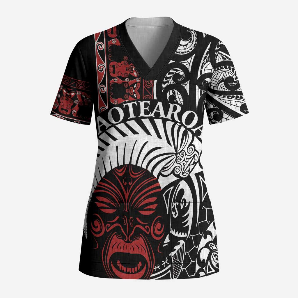 Honour The Treaty New Zealand Personalised Scrub Top Toitu Te Tiriti Indigenous Maori Face - Polynesian Pride