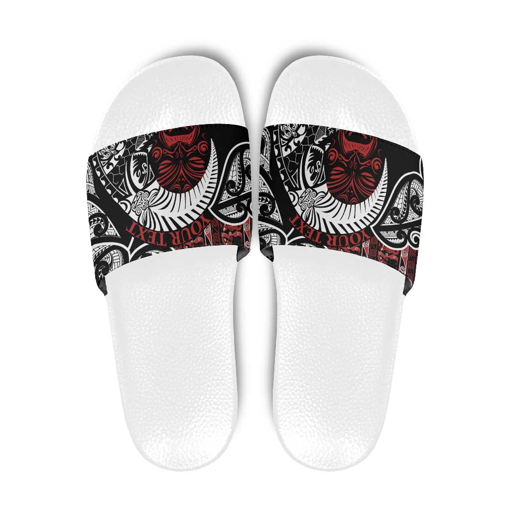 Honour The Treaty New Zealand Personalised Slide Sandals Toitu Te Tiriti Indigenous Maori Face - Polynesian Pride
