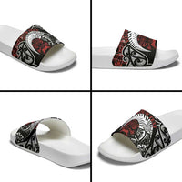 Honour The Treaty New Zealand Personalised Slide Sandals Toitu Te Tiriti Indigenous Maori Face - Polynesian Pride