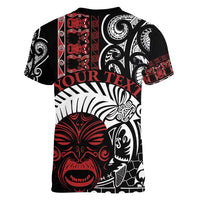 Honour The Treaty New Zealand Personalised Women V-Neck T-Shirt Toitu Te Tiriti Indigenous Maori Face