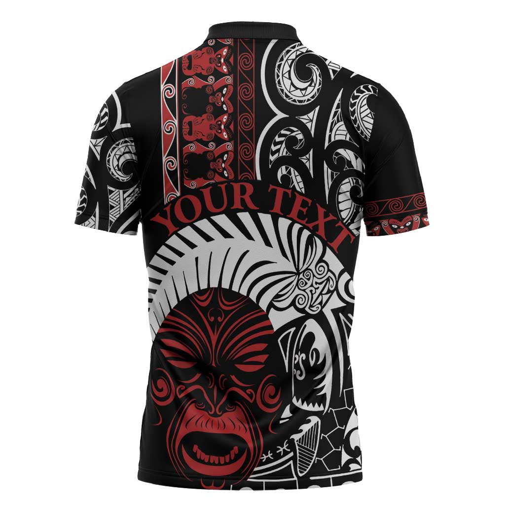Honour The Treaty New Zealand Personalised Zipper Polo Shirt Toitu Te Tiriti Indigenous Maori Face - Polynesian Pride