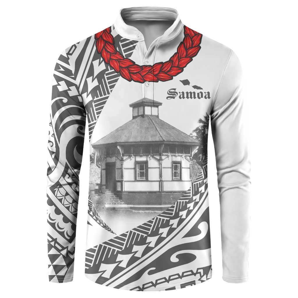 Samoa Mau Movement House Personalised Button Sweatshirt Fa'a Samoa The Samoan Way LT9 White - Polynesian Pride