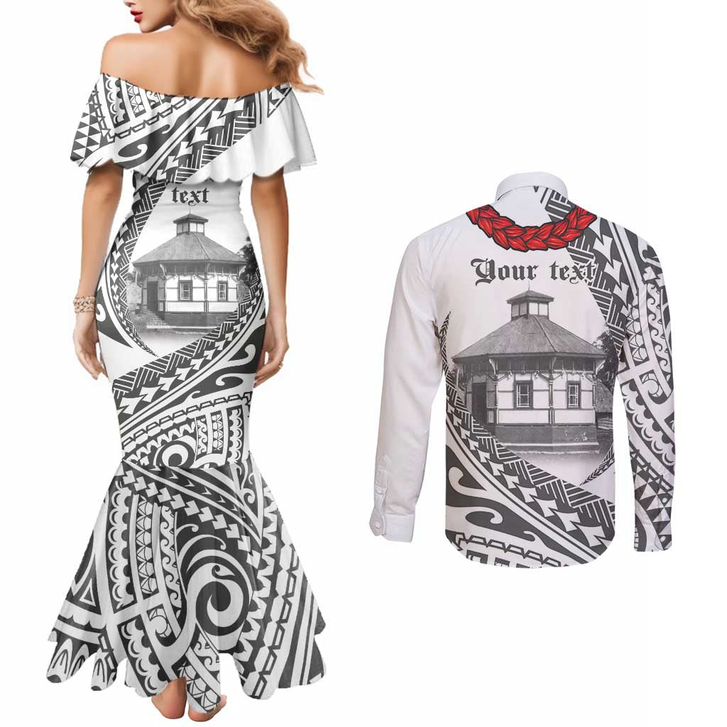 Samoa Mau Movement House Personalised Couples Matching Mermaid Dress and Long Sleeve Button Shirt Fa'a Samoa The Samoan Way LT9 - Polynesian Pride