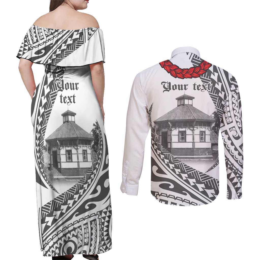 Samoa Mau Movement House Personalised Couples Matching Off Shoulder Maxi Dress and Long Sleeve Button Shirt Fa'a Samoa The Samoan Way LT9 - Polynesian Pride