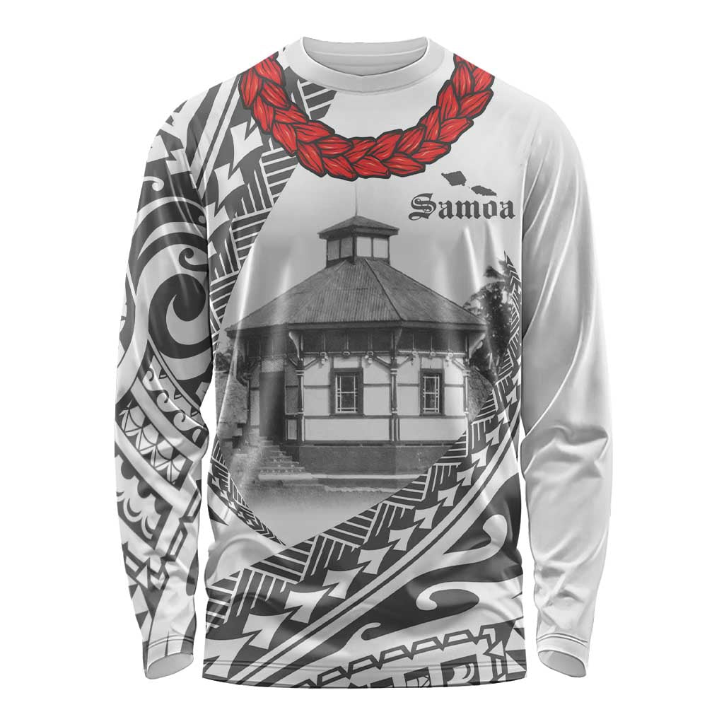 Samoa Mau Movement House Personalised Long Sleeve Shirt Fa'a Samoa The Samoan Way LT9 Unisex White - Polynesian Pride