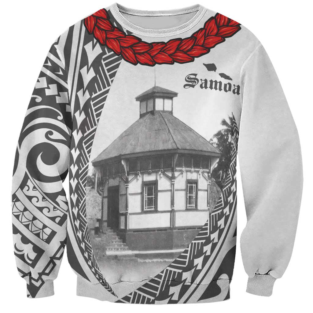 Samoa Mau Movement House Personalised Sweatshirt Fa'a Samoa The Samoan Way LT9 Unisex White - Polynesian Pride