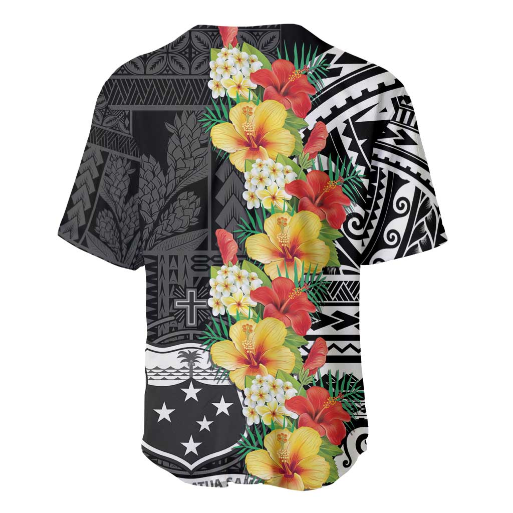 Samoa Tribal Hibiscus Flowers Baseball Jersey LT9 - Polynesian Pride