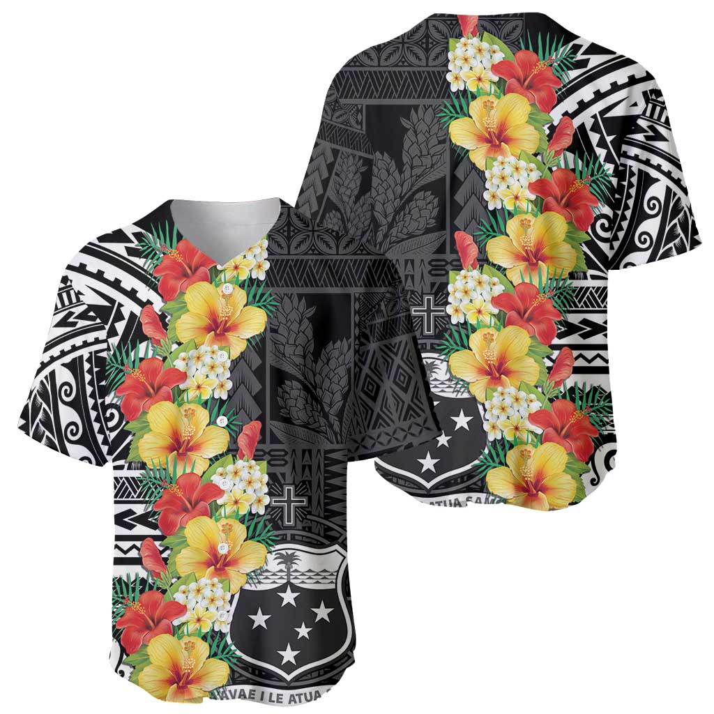 Samoa Tribal Hibiscus Flowers Baseball Jersey LT9 - Polynesian Pride