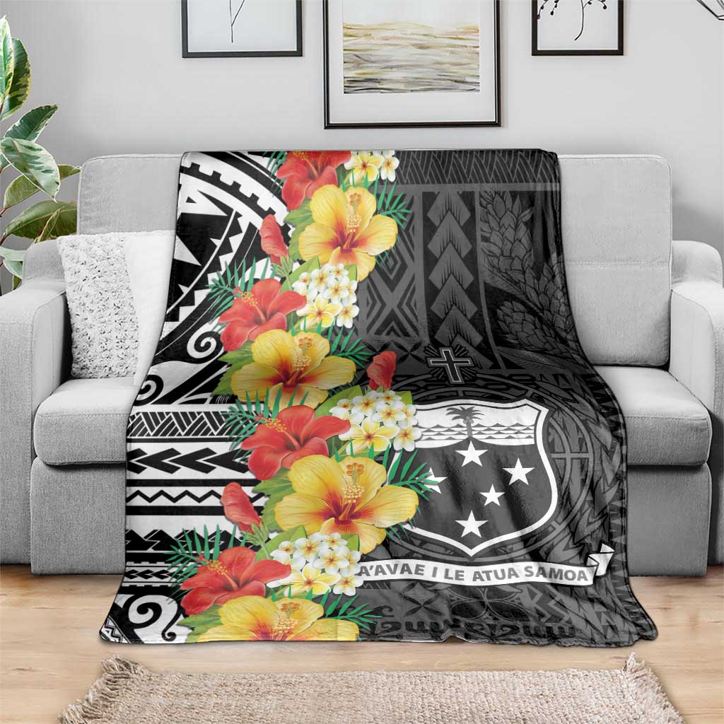 Samoa Tribal Hibiscus Flowers Blanket