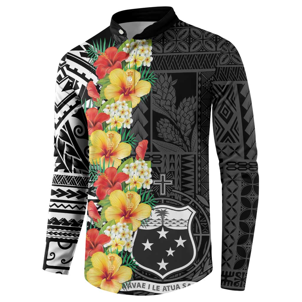 Samoa Tribal Hibiscus Flowers Button Sweatshirt LT9 - Polynesian Pride