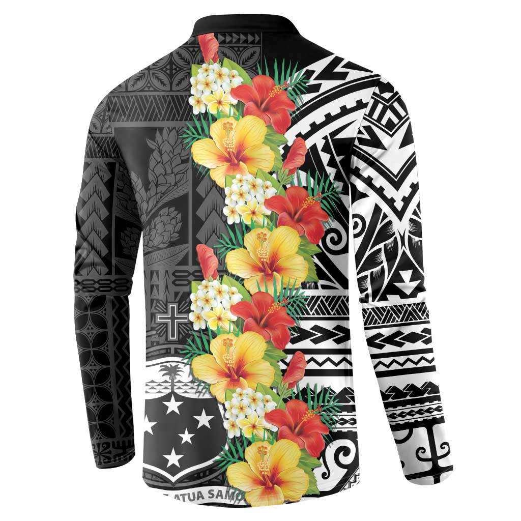 Samoa Tribal Hibiscus Flowers Button Sweatshirt LT9 - Polynesian Pride