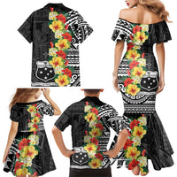 Samoa Tribal Hibiscus Flowers Family Matching Mermaid Dress and Hawaiian Shirt