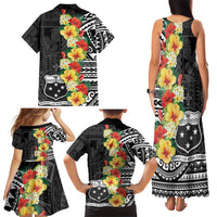 Samoa Tribal Hibiscus Flowers Family Matching Tank Maxi Dress and Hawaiian Shirt