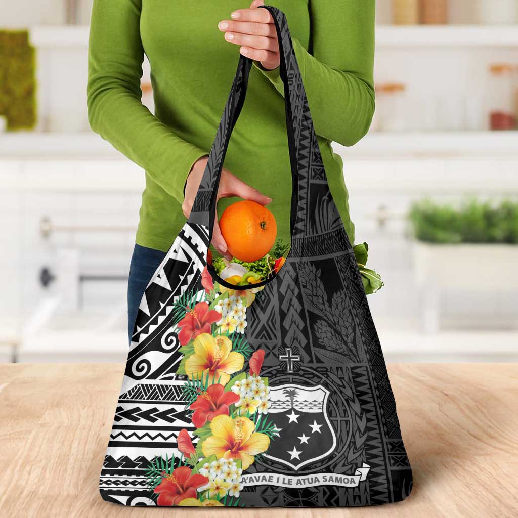 Samoa Tribal Hibiscus Flowers Grocery Bag