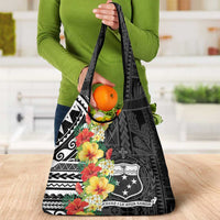 Samoa Tribal Hibiscus Flowers Grocery Bag