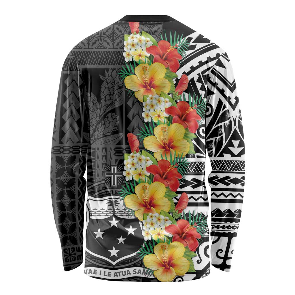 Samoa Tribal Hibiscus Flowers Long Sleeve Shirt LT9 - Polynesian Pride