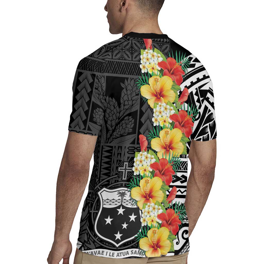 Samoa Tribal Hibiscus Flowers Rugby Jersey